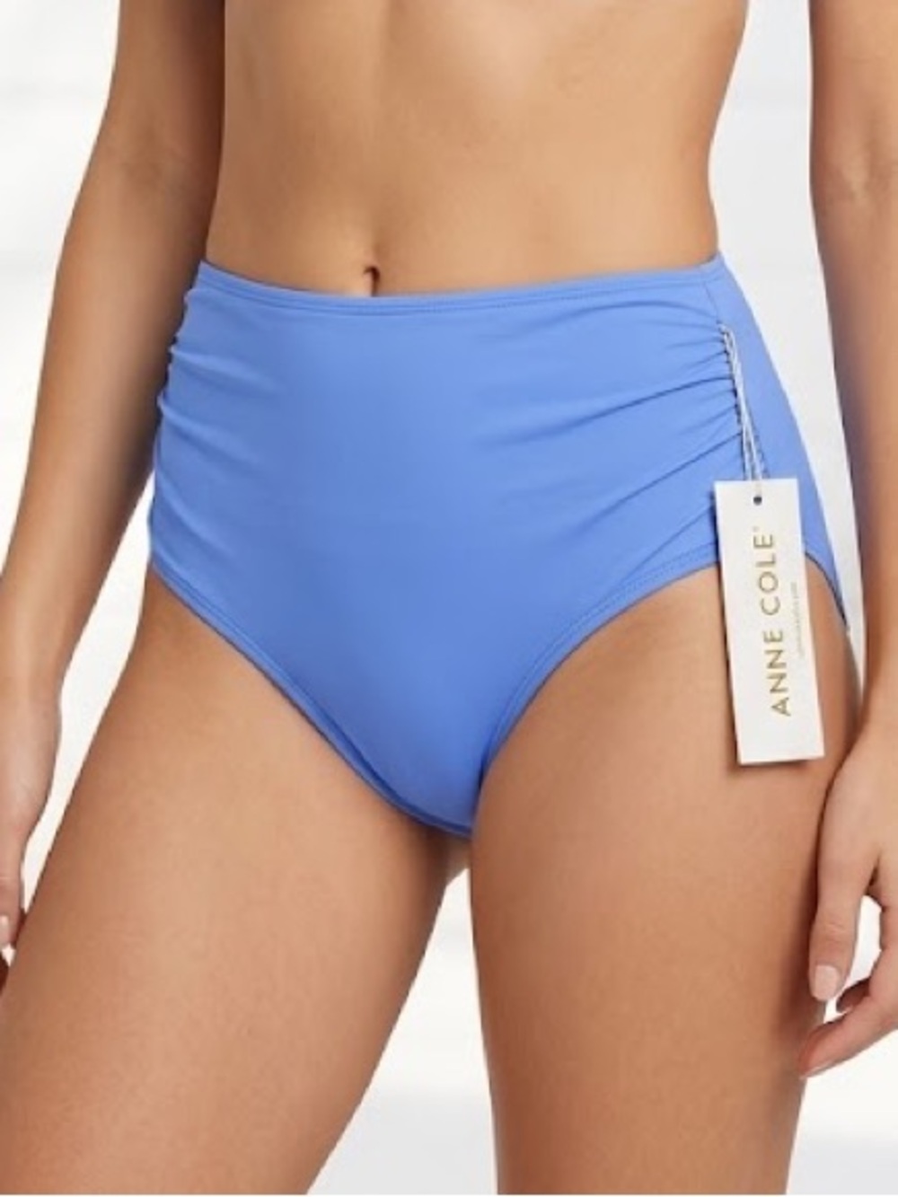 Anne Cole Blue High Waisted Bikini Bottom Size S NWT